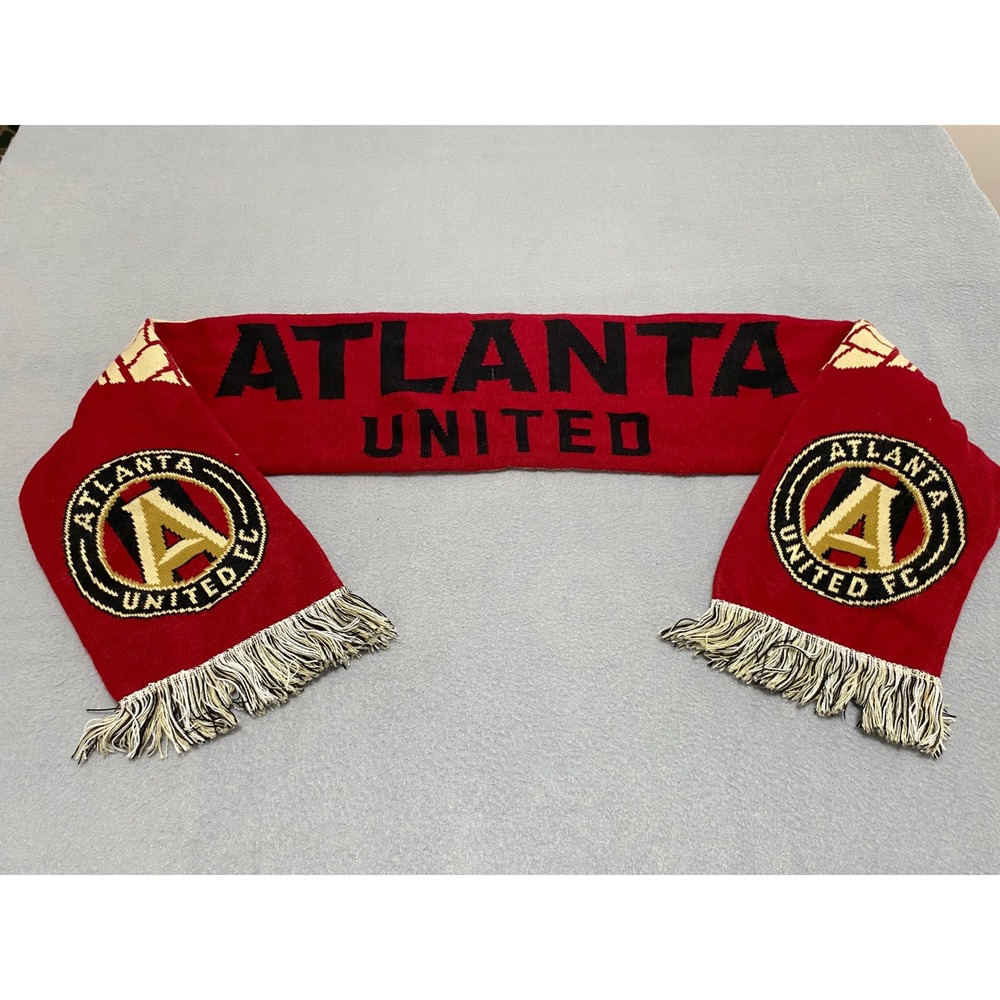 Atlanta United FC MLS Soccer Scarf Red Black Continental Official Partner Fringe